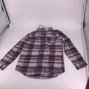 Crazy 8 Boys Size M (7-8) Plaid Collared Long Sleeved Shirt with Brown buttons